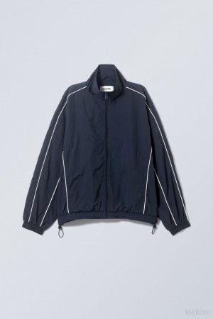 Weekday Nera Windbreaker Jacket Dark Blue | WNCJ9827