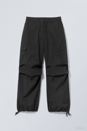 Weekday Nila Parachute Trousers Black | HCUH5733