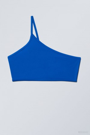 Weekday One-Shoulder Bikini Top Blue | DHFB4114