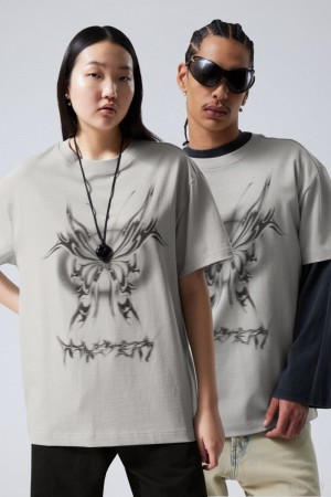 Weekday Oversized Graphic Printed T-shirt Mystery Butterfly | HNSI3784