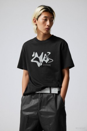 Weekday Oversized Graphic Printed T-shirt Black | MWHI2641