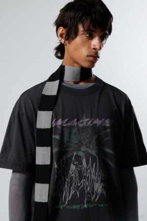 Weekday Oversized Graphic Printed T-shirt Black | ERHC9029