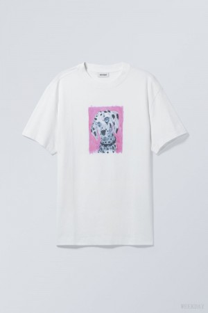 Weekday Oversized Graphic Printed T-shirt Dalmatian | FUNJ7764