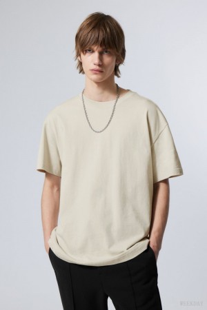 Weekday Oversized Heavyweight T-shirt Beige | SKOR1603