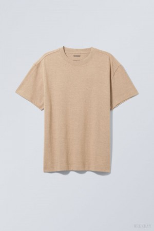 Weekday Oversized Heavyweight T-shirt Brown | OJWL9135