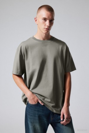 Weekday Oversized Heavyweight T-shirt Grey | HVMU5815