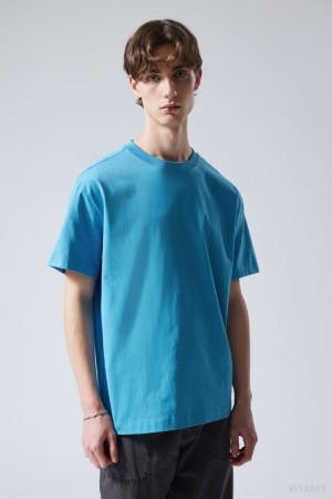 Weekday Oversized Heavyweight T-shirt Light Blue | EXSE6269