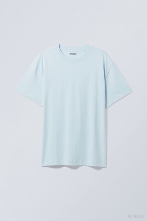 Weekday Oversized Heavyweight T-shirt Light Blue | UIYG9836