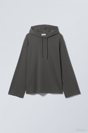 Weekday Oversized Hooded Long Sleeve Dark Grey | KTHH8302