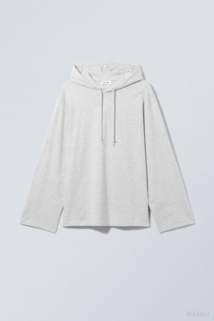 Weekday Oversized Hooded Long Sleeve Light Grey | OPOH0570