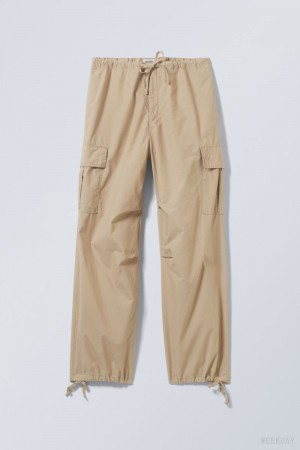 Weekday Parachute Loose Cargo Trousers Beige | VTLG6005