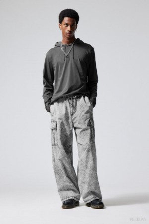 Weekday Parachute Loose Cargo Trousers Wash Dark Grey | VGQR7375