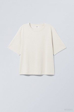 Weekday Perfect Boxy T-shirt Light Beige | KOSW5657