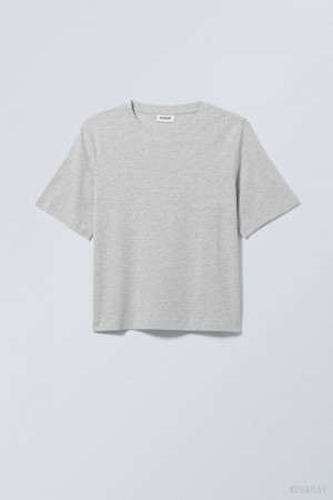 Weekday Perfect Boxy T-shirt Light Grey | THPC8434