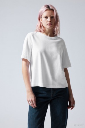 Weekday Perfect Boxy T-shirt White | UUCY8794