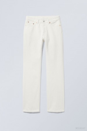 Weekday Pin Mid Straight Jeans White | BLOI6902