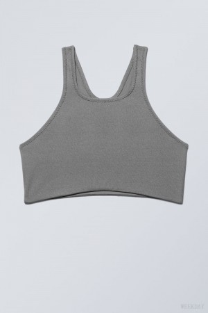 Weekday Racerback Bikini Top Grey | HEPM2780