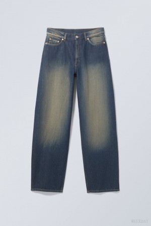 Weekday Rail Mid Loose Straight Jeans Blue | AFDT7900