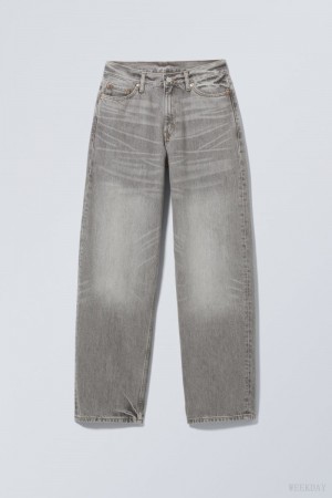 Weekday Rail Mid Loose Straight Jeans Grey | NVGC6537