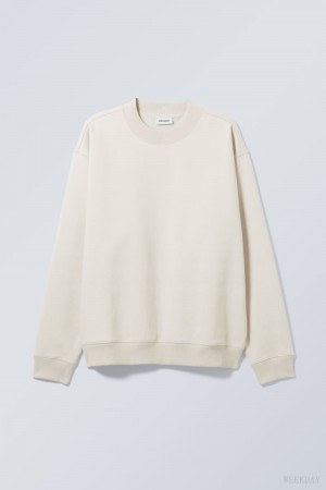 Weekday Relaxed Heavyweight Sweatshirt Ecru | UHSG2265