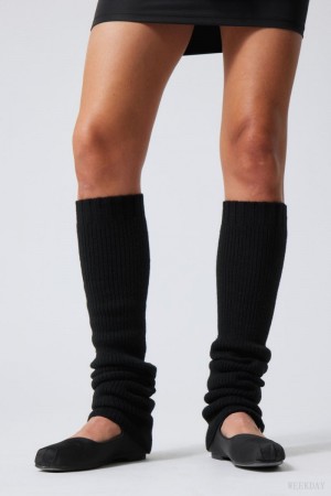 Weekday Rib Knit Leg Warmers Black | HGPX0845