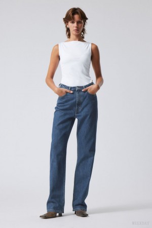 Weekday Rowe Extra High Straight Jeans Blue | XTSM9906