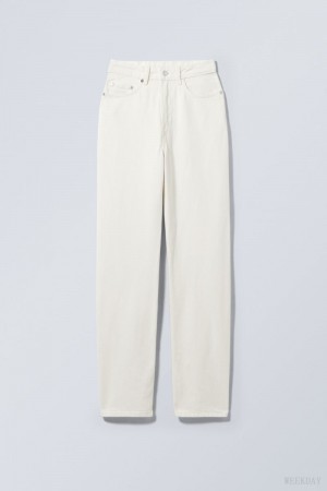 Weekday Rowe Extra High Straight Jeans White | RXLG1747