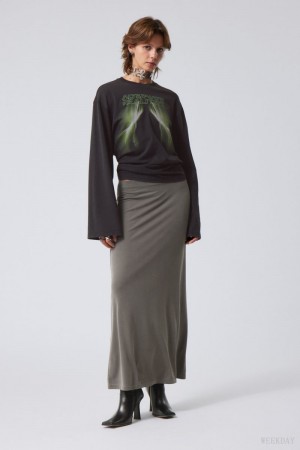 Weekday Signe Drapy Maxi Skirt Dark Mole | WMCD5971