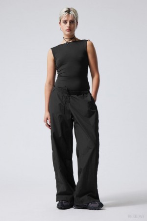 Weekday Simona Side Zip Track Trousers Black | WMZL1586