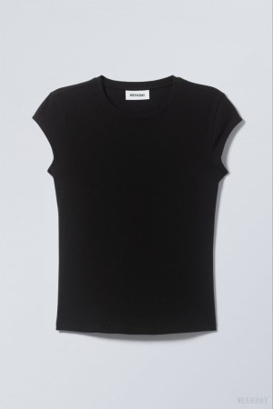 Weekday Slim Fitted Top Black | XTEG3795