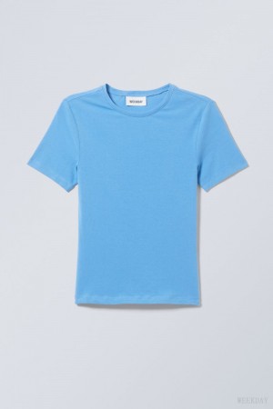 Weekday Slim Fitted T-shirt Light Blue | SJWQ4931