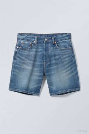 Weekday Space Relaxed Denim Shorts Blue | GRPP5042