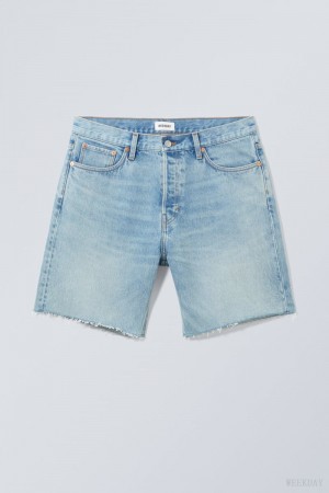 Weekday Space Relaxed Denim Shorts Blue | VGFS5067