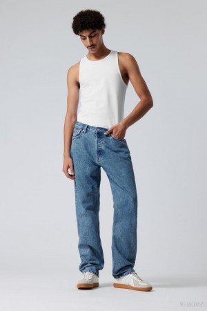 Weekday Space Relaxed Straight Jeans Blue | UWXM5361