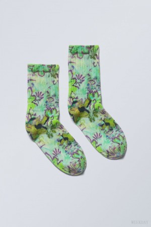 Weekday Sport Printed Socks Flower | KEDR0298