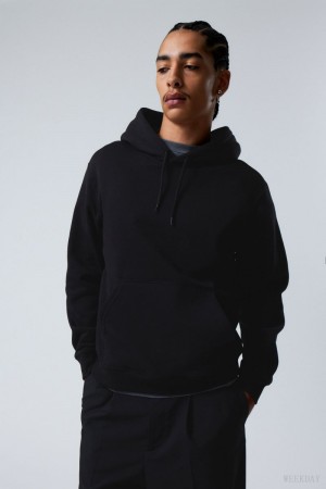 Weekday Standard Midweight Hoodie Black | XIYI7816