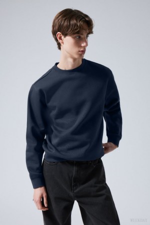 Weekday Standard Midweight Sweatshirt Navy | CLQD2258