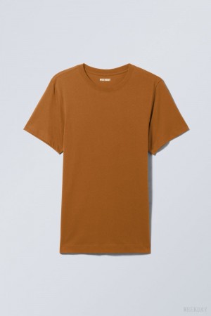 Weekday Standard Midweight T-shirt Brown | TYMN4955