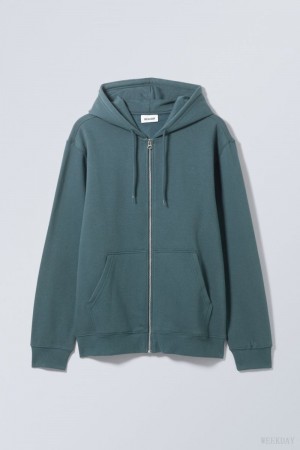 Weekday Standard Midweight Zip Hoodie Dark AZURE | PWTF4325