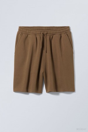 Weekday Standard Sweatshorts Dark Khaki | UGVN2230