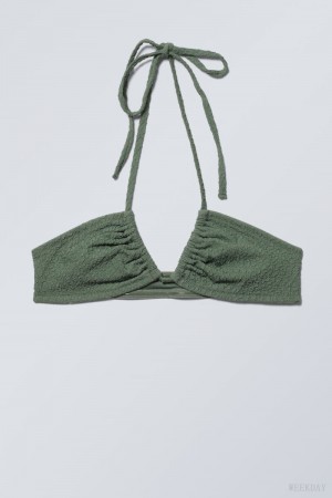 Weekday Structured Bikini Top Khaki | YKRO3868