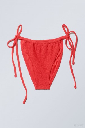 Weekday Structured Tie Bikini Bottom Red | GNTE6217