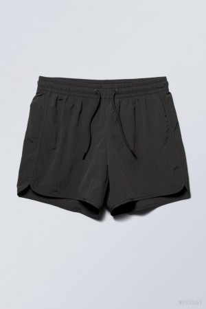 Weekday Tan Structure Swim Shorts Black | AYWR5360