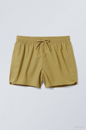 Weekday Tan Structure Swim Shorts Khaki | BZCI1747