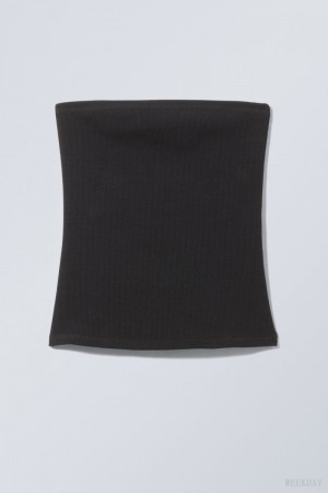 Weekday Tania Rib Tube Top Black | GAZB5434