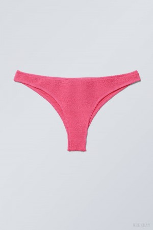 Weekday Textured Brazilian Bikini Bottoms Pink | RSQQ6917