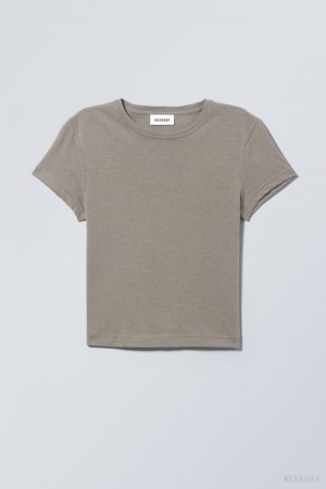 Weekday Tight Fitted T-shirt Dark Grey | MQVL0302