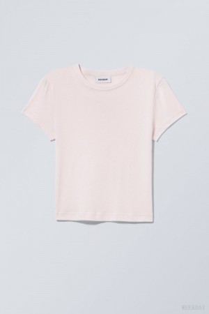 Weekday Tight Fitted T-shirt Pink | YKFI5699