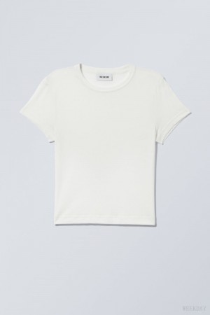 Weekday Tight Fitted T-shirt White | WQBF3383