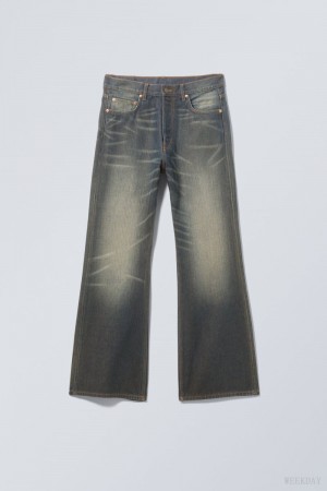 Weekday Time Loose Bootcut Jeans Blue | UQHO5231